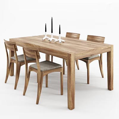 Dining Seat Solid Wood Dining Table and Chair Nordic Dining Table and Chair Log Dining Table and Chair Solid Wood Single Chair Dining Table and Chair Combination Simple Dining Table and Chair 3d model