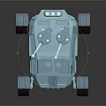 Futuristic Exploration Rover with Large Wheels Silver Exterior and Top Equipment
