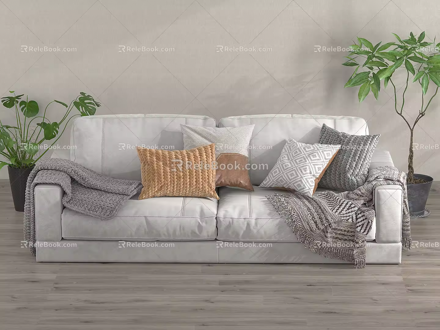 modern double sofa fabric double sofa 3d model