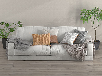 modern double sofa fabric double sofa 3d model