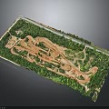Aerial View Of Natural Landscape With Winding Path And Green Vegetation