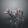 Futuristic Mechanical Dog With Metal Spikes And Black Orange Robotic Design