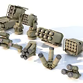Military Multiple Rocket Launcher Systems With Various Configurations And Weapon Models 3d model