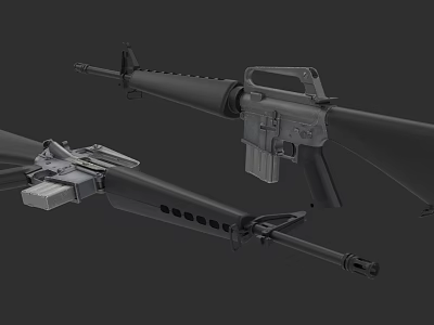 Detailed 3D Model of Modern Tactical Rifles With Magazine Barrel And Stock 3d model