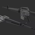 Detailed 3D Model of Modern Tactical Rifles With Magazine Barrel And Stock