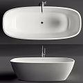 White Freestanding Bathtub With Modern Oval Design And Sleek Surface