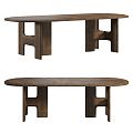 Quiet natural wind wooden dining table 3d model