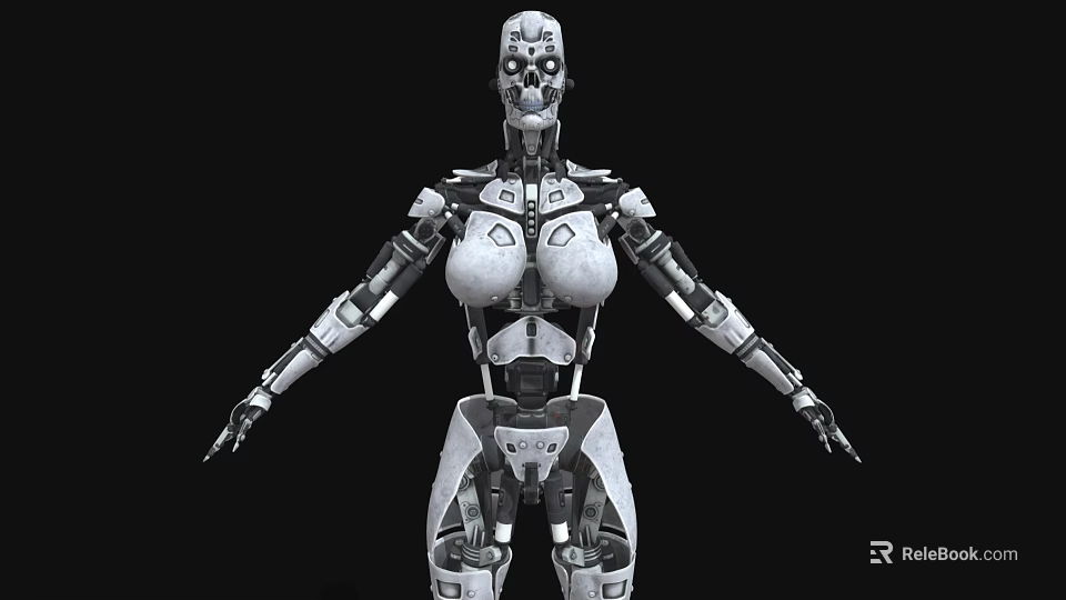 Intelligent Machine Humanoid Robot Featuring Detailed Mechanical Structure And Metallic Robotic Body 3d model 