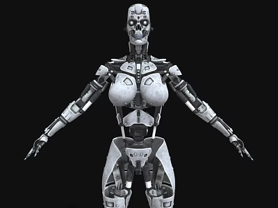 Intelligent Machine Humanoid Robot Featuring Detailed Mechanical Structure And Metallic Robotic Body 3d model