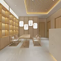 Luxury Beauty Salon Reception Area With Wooden Decor And Marble Counter