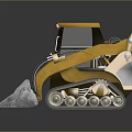 Yellow Skid Steer Loader With Tracks Front Bucket And Enclosed Cab 3d model