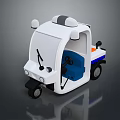 White Police Patrol Tricycle With Blue Seat Roof Lights Side Stripes And Orange Details