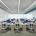 Modern Public Office Space With Large Windows Workstations Laptops Ergonomic Chairs And Natural Light