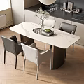 Modern Dining Table and Chair Combination Restaurant Dining Chair Dining Table Chandelier 3d model