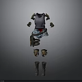3D Model of Separated Character Outfit Components Vest Arm Guards Waist Gear Leg Protectors Boots