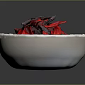 Delicious Bowl Of Food With Red Toppings Dark Crispy Chips And Rice
