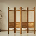 Middle Ancient Wooden Screen Foldable Screen Rattan Screen Partition Living Room Screen Retro Screen Bedroom Screen 3d model