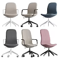 Modern Office Table and Chair Set Featuring Gray Beige Pink Chairs with Armrests Swivel Bases