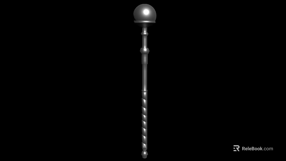 Sturdy Hardware Tool with Spherical Top and Long Twisted Spiral Rod Design 3d model 