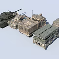 Tracked Military Tanks and Armored Trucks in Military Vehicle Lineup