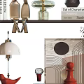 Stylish Decorative Ornament Set With Vases Books Sculptures And Plants For Shelf
