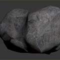 3D Rendered Natural Rough Stone Rock with Dark Reflective Background Surface
