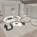 Modern sofa coffee table combination 3d model
