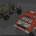 Red Off Road Vehicle With Number 98 Large Tires And Metal Bumper