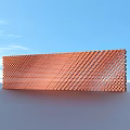 Orange Grid Patterned Long Strip Object On Blue Background With Shadows 3d model