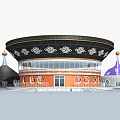Colorful Decorative Small Towers With Spire Tops White Circular Center And Patterned Bases