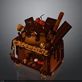 Chocolate Dessert With Dripping Chocolate Sauce Cherry And Decorative Chocolate Bars