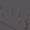 Various Designed Bows As Traditional And Modern Weapon With Different Decorative Elements