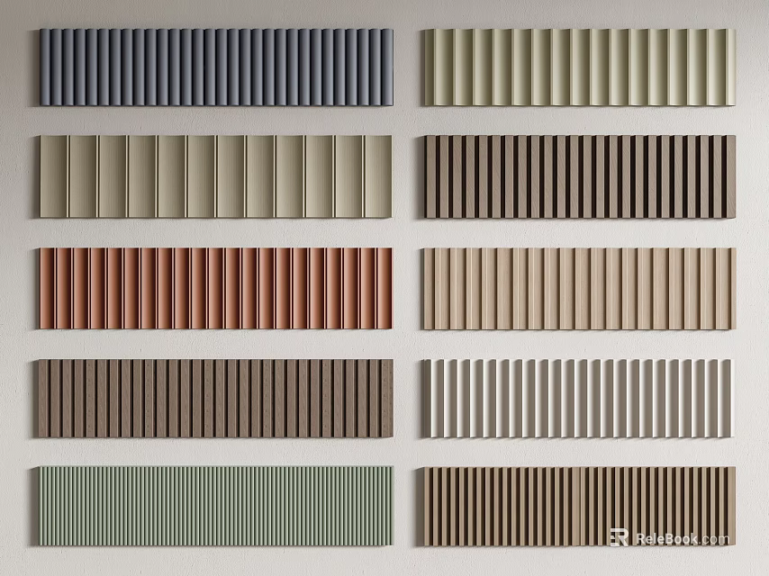 Wainscoting Various Styles and Color Options with Vertical Horizontal Stripe Designs 3d model 