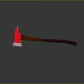 Sharp Red Blade Axe With Brown Wooden Handle As Weapon