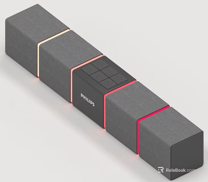 Philips Modern Soundbar With Gray Design And Colorful LED Lights For Home Audio System 3d model 