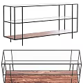 Modern Minimalist Shelving Unit With Black Metal Frame Wooden And Glass Shelves