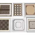 Various Ceiling Design Patterns With Framed Borders Grid Lines And Linear Details 3d model