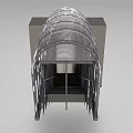 Train Station Platform With Transparent Arched Roof Gray Walls And Steps Structure