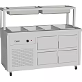 Stainless Steel Refrigerated Kitchen Workbench With Drawers Shelves And Mobile Wheels