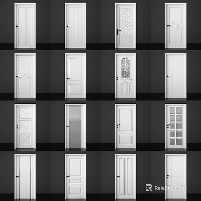 Various Stylish Swing Doors in Different Designs for Home Interior Decor 3d model 