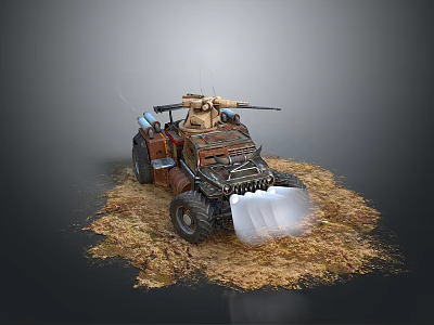 Rustic Tank With Vintage Metal Body Cannon And Sandy Ground Surface 3d model