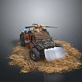 Rustic Tank With Vintage Metal Body Cannon And Sandy Ground Surface