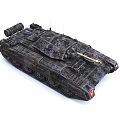 Military Tank With Textured Armor Cannon Tracks And Turret Design