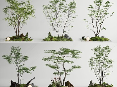 Landscape tree landscape landscaping courtyard sketch plant combination plant pile outdoor model