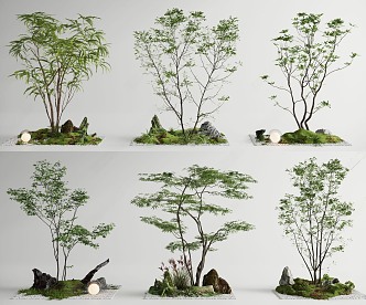 Landscape tree landscape landscaping courtyard sketch plant combination plant pile outdoor 3d model