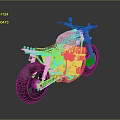 Vintage Style Motorcycle With Red Seat Metallic Body And Chunky Off Road Tires