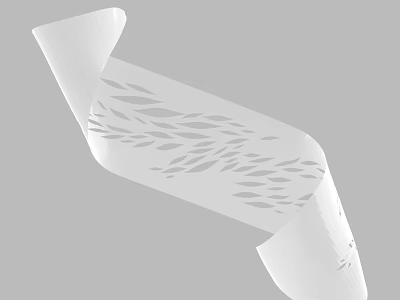 White Curved Decorative Ornament With Laser Cut Leaf Patterns Design 3d model