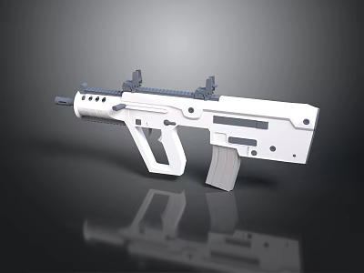 Modern White Assault Rifle With Sleek Design And Tactical Features 3d model