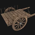 Cart earth cart truck two-wheeler game cart racket wood cart wood cart wood trailer ancient wooden cart low face number low model simple model realistic 3d model