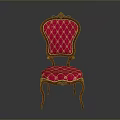 Classic Design Red Dining Chair With Diamond Pattern And Wooden Frame